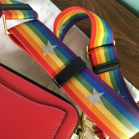 MARC JACOBS Snapshot Saffiano Rainbow Strap Color Block Camera Bag Purse Multi - Picture 7 of 10